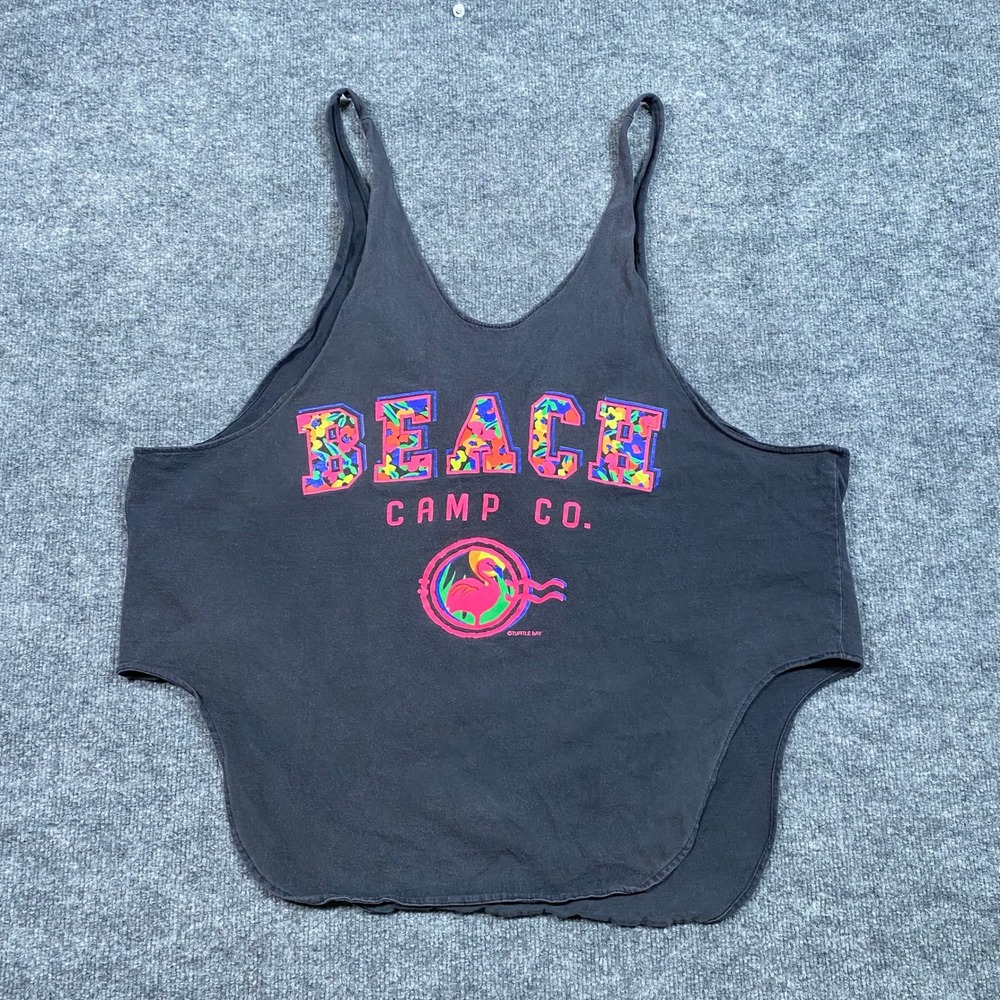 Vintage Turtle Bay Beach Camp Co Flamingo Stringer Tank Top Black USA Mens XL